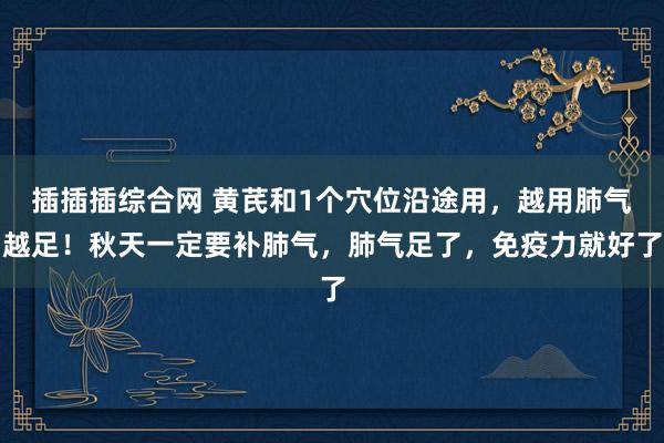 插插插综合网 黄芪和1个穴位沿途用，越用肺气越足！秋天一定要补肺气，肺气足了，免疫力就好了