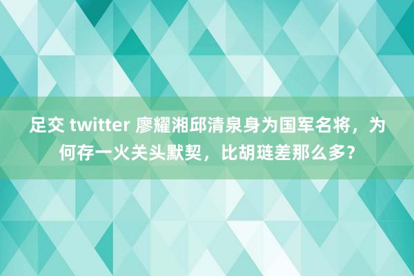 足交 twitter 廖耀湘邱清泉身为国军名将，为何存一火关头默契，比胡琏差那么多？